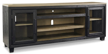Foyland 83" TV Stand in Black/Brown, closed view