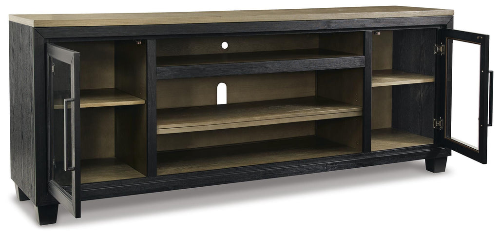 Foyland 83" TV Stand in Black/Brown, open view