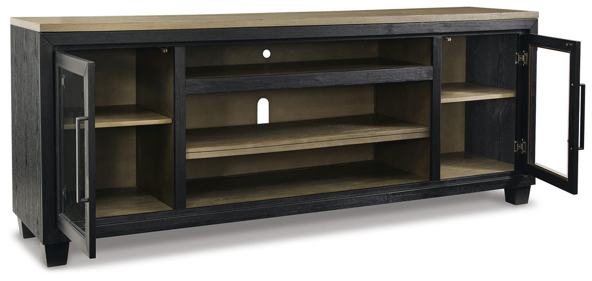 Foyland 83" TV Stand in Black/Brown, open view