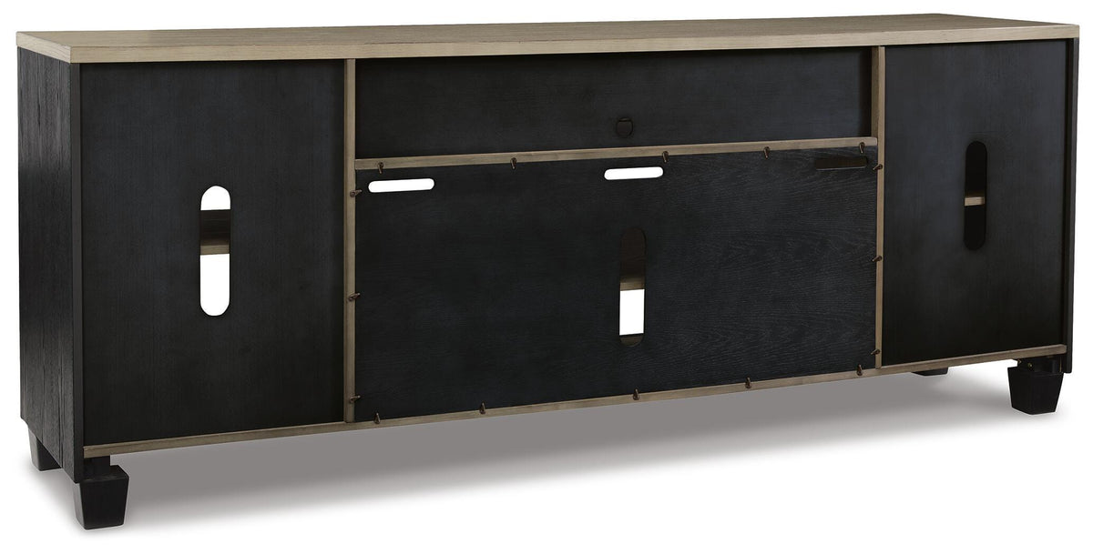 Foyland 83" TV Stand in Black/Brown, back view
