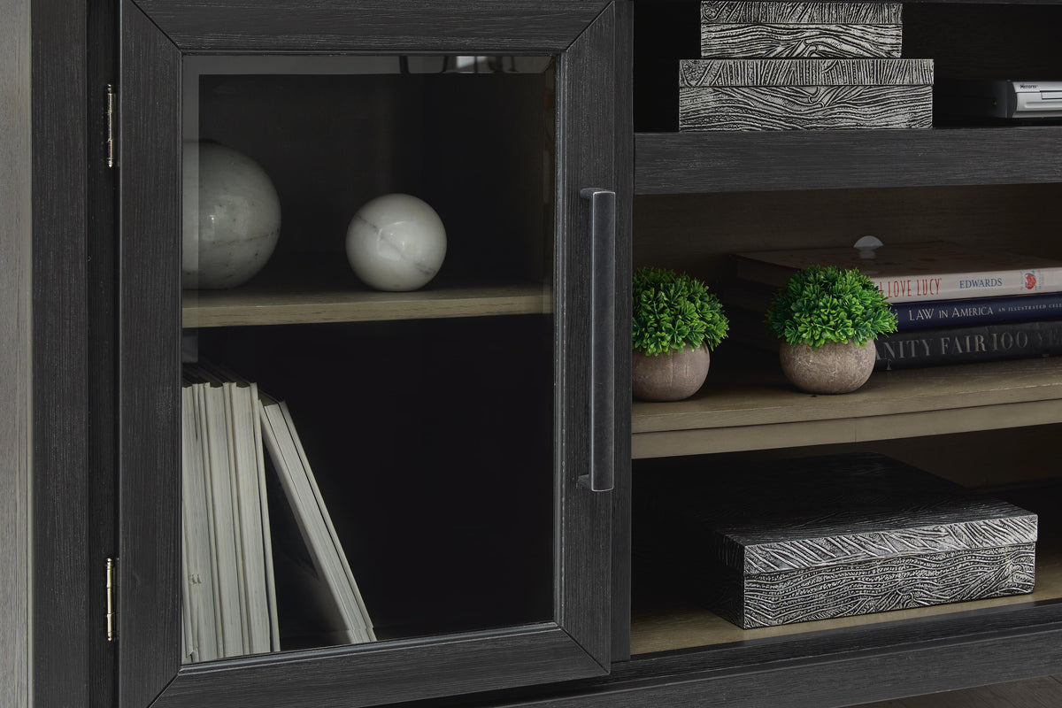 Foyland 83" TV Stand in Black/Brown, detail view