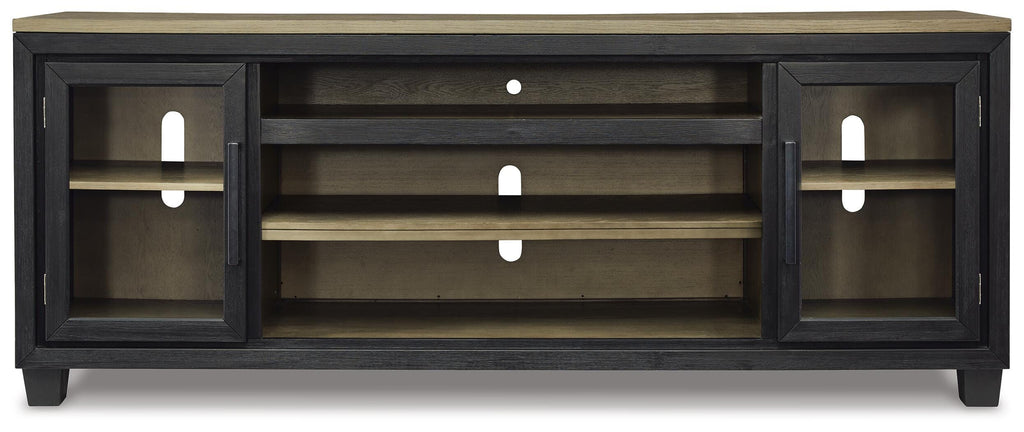 Foyland 83" TV Stand in Black/Brown, front view