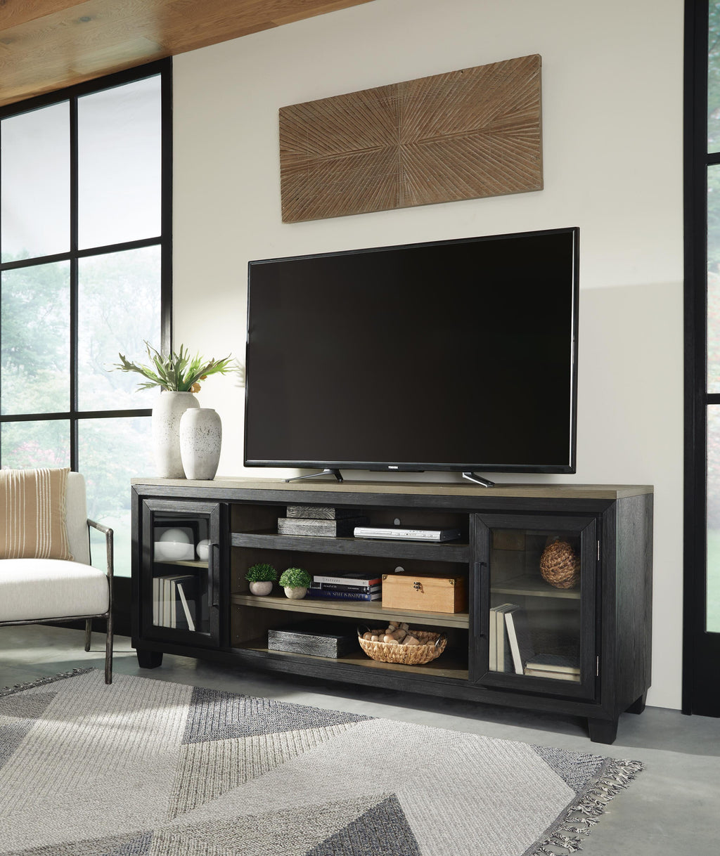 Foyland 83" TV Stand in Black/Brown, alternate view 3