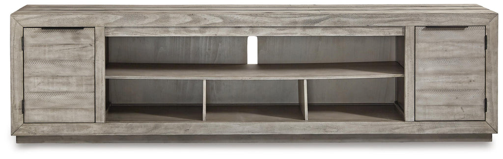 Naydell 92" TV Stand in Gray, front view