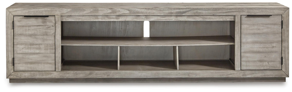 Naydell 92" TV Stand in Gray, front view