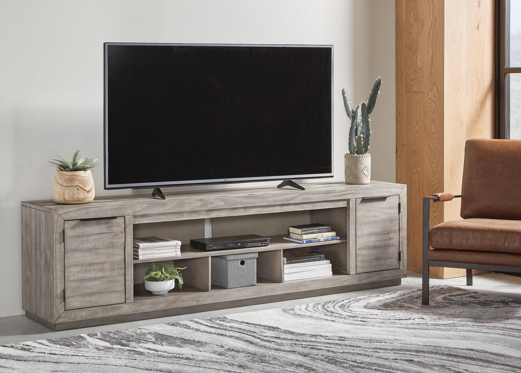 Naydell 92" TV Stand in Gray, alternate view 3