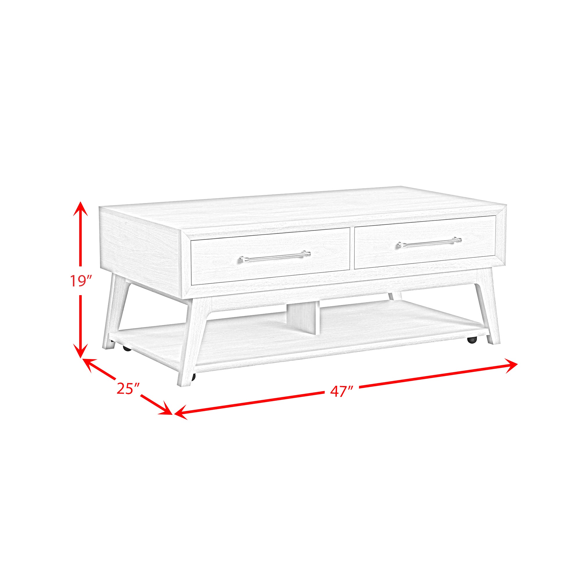 Westland Coffee Table With Casters In Almond