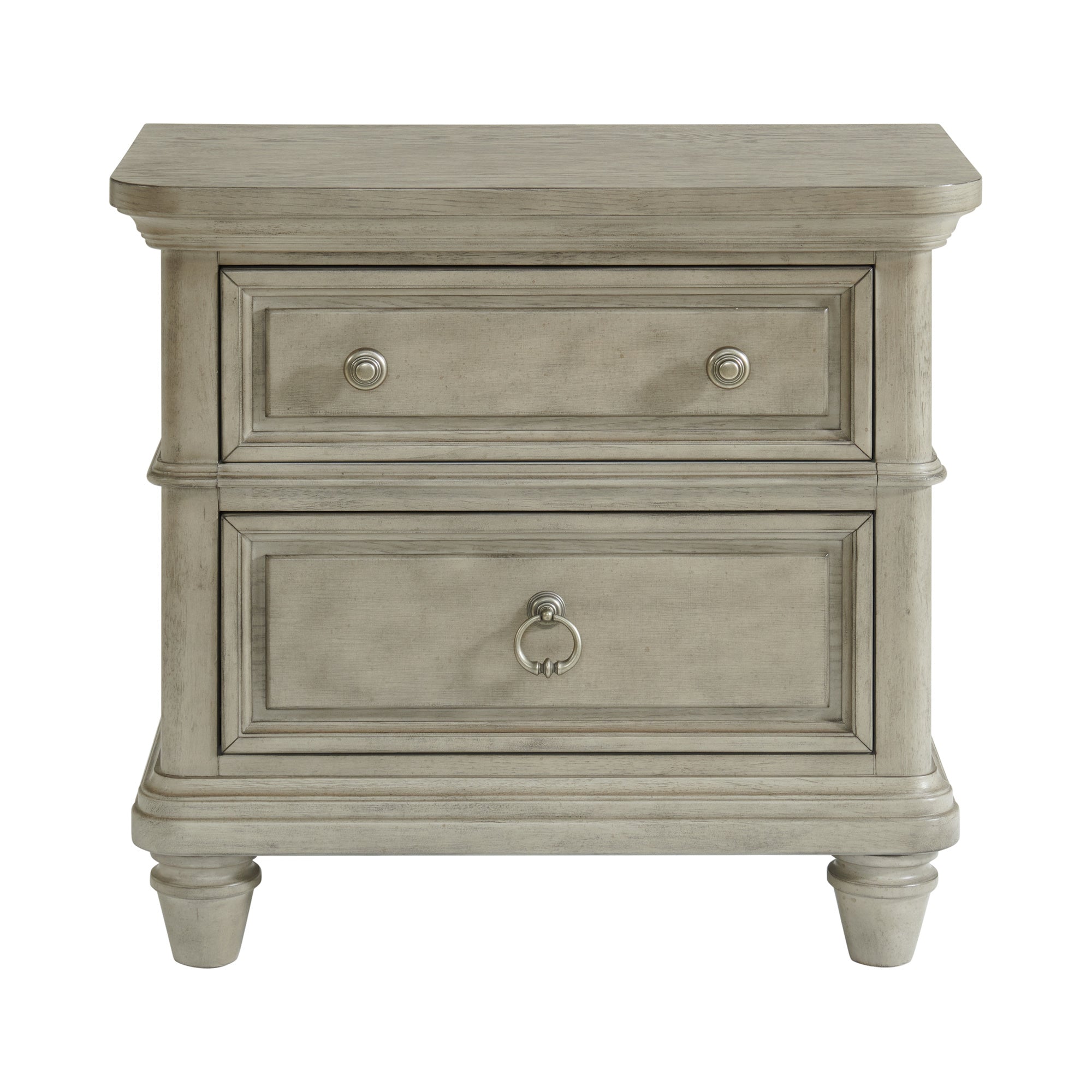 Whit-Ash 2-Drawer Nightstand With Usb In Light Grey