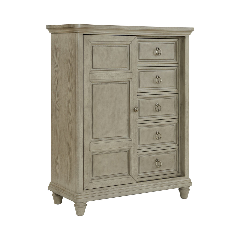 Whit-Ash 5-Drawer Door Chest In Light Grey