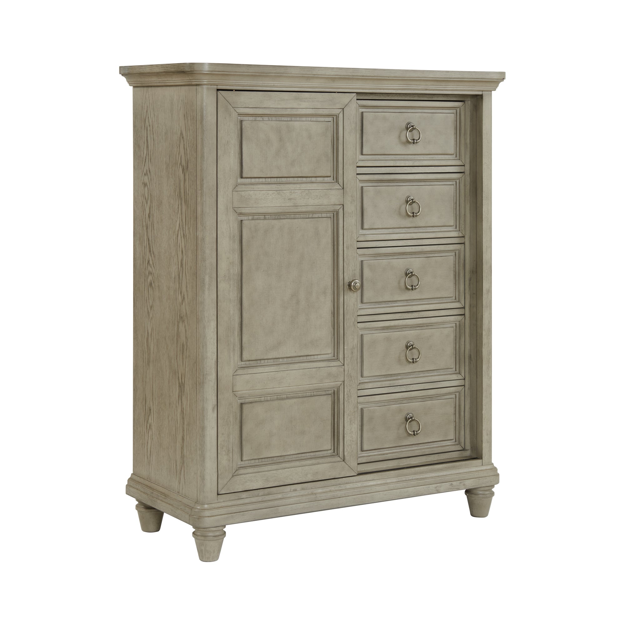 Whit-Ash 5-Drawer Door Chest In Light Grey