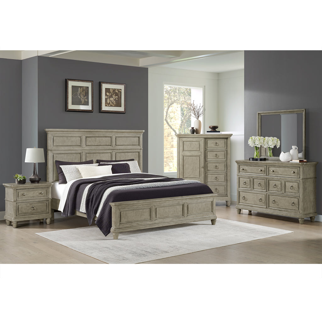 Whit-Ash 5-Drawer Door Chest In Light Grey