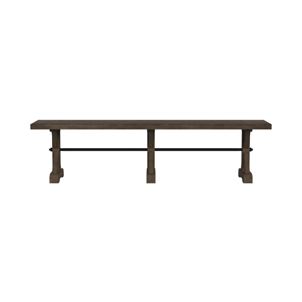 Yellowstone Dining Bench With Metal Bar Cross In Medium Brown