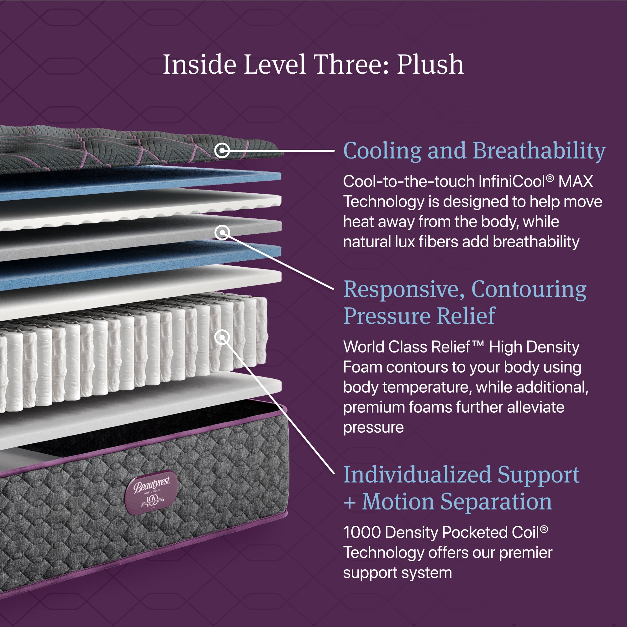 Beautyrest World Class Level Three Plush Mattress - Full